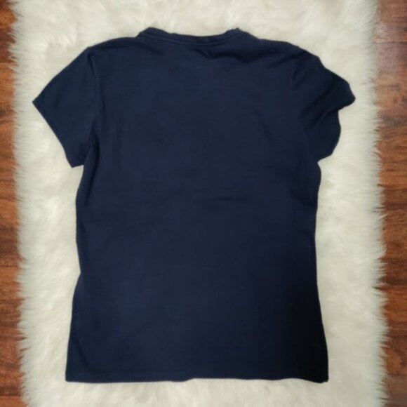 Roberto Cavalli Navy Blue Logo Print Shirt Sleeve T-Shirt Women's Size Large - Picture 3 of 14